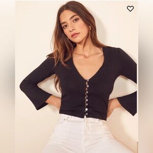 Reformation Gellar Knit Top - Black small
